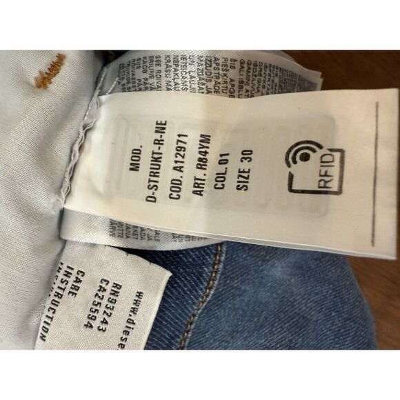 Diesel D-Strukt-R-NE R84YM Blue Wash Slim Tapered Jeans 30 RFID Stretch Denim - Picture 13 of 14